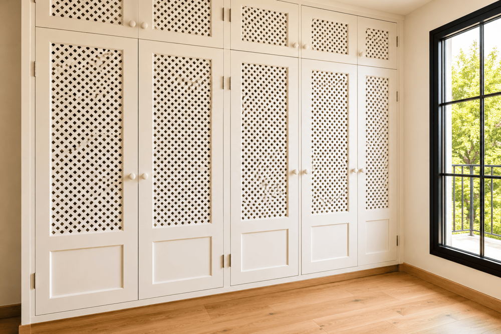 Armario a medida con puertas batientes de madera